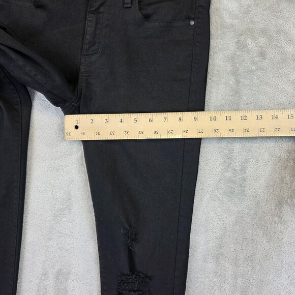 Uniqlo Jeans Womens Size 26 Black Skinny Ankle Raw Hem Distressed Denim Pants - Picture 6 of 11